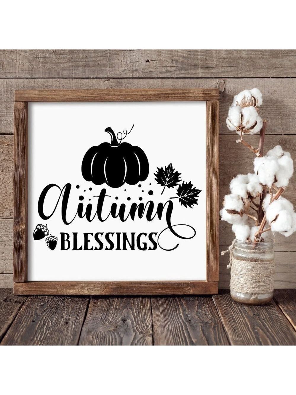 Autumn Blessings  Wood Frame Canvas Handcrafted sign